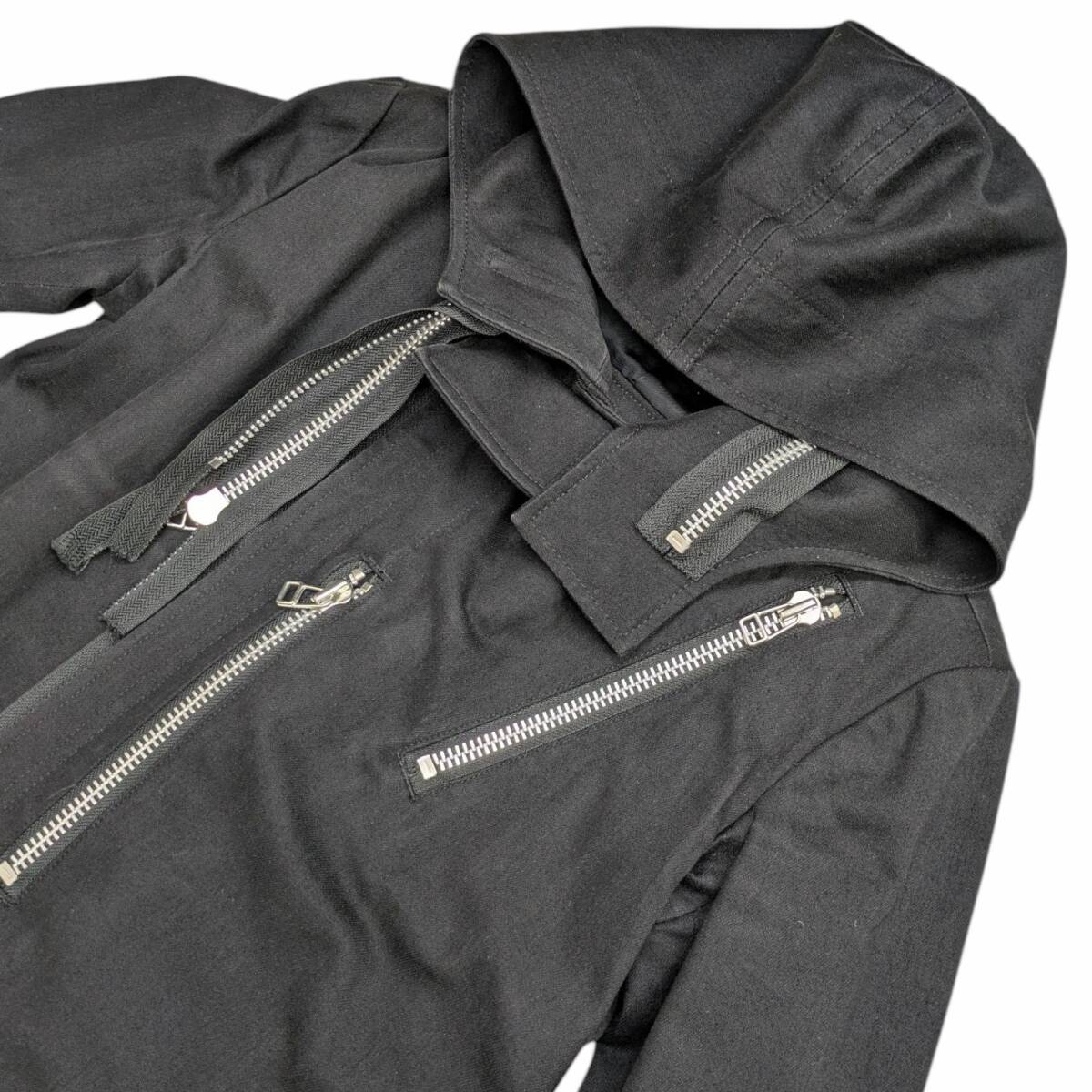 B Yohji Yamamoto 20AW look7 LAYERED ZIP COAT NR-C51-003 ヨウジヤマモト レイヤード ジップコート ブラック サイズ 2_画像3