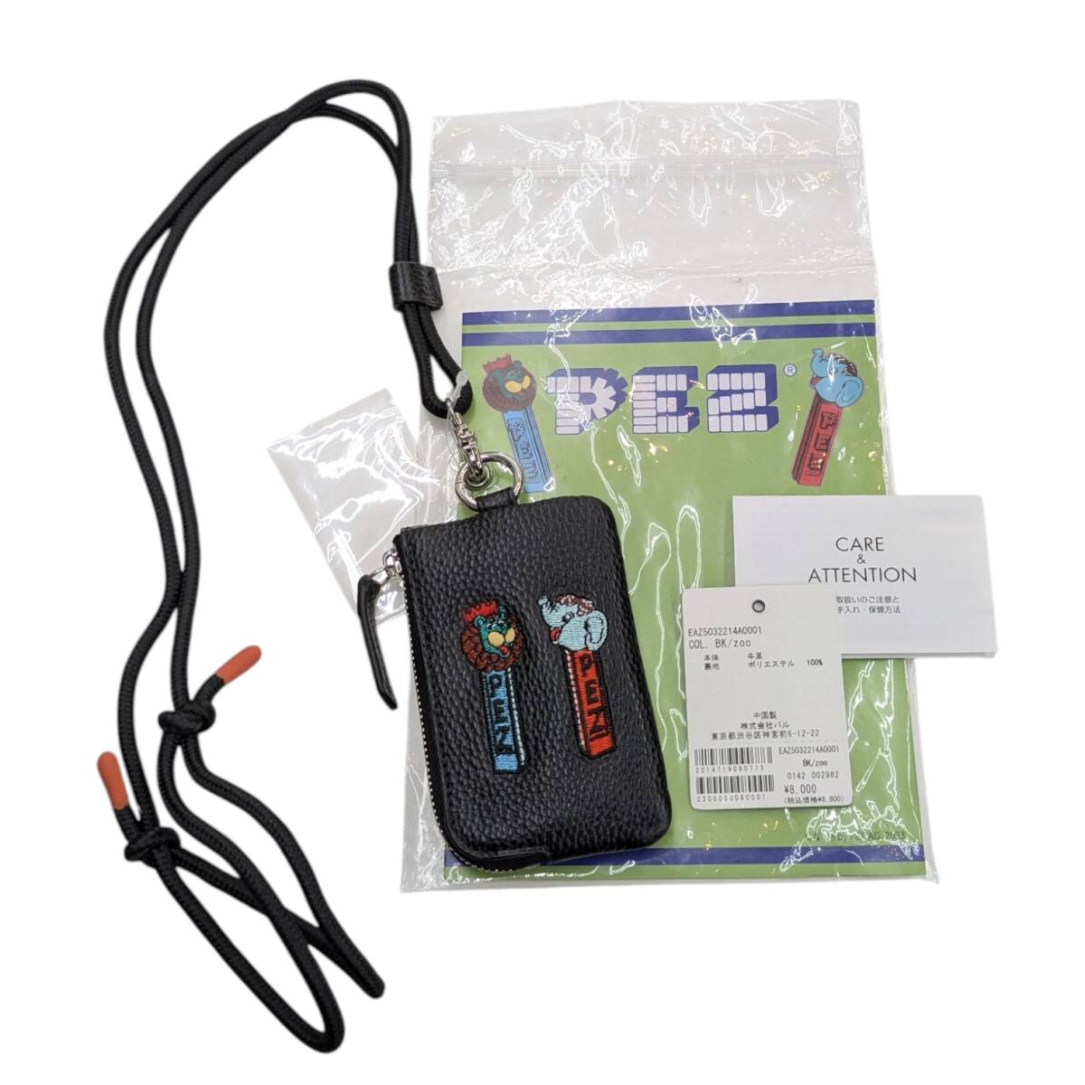 ① не использовался товар PEZpetsuear ear PAPILLONNERiapapiyone телячья кожа мобильный ремешок плечо ячейка для монет черный EAZ5032214A0001