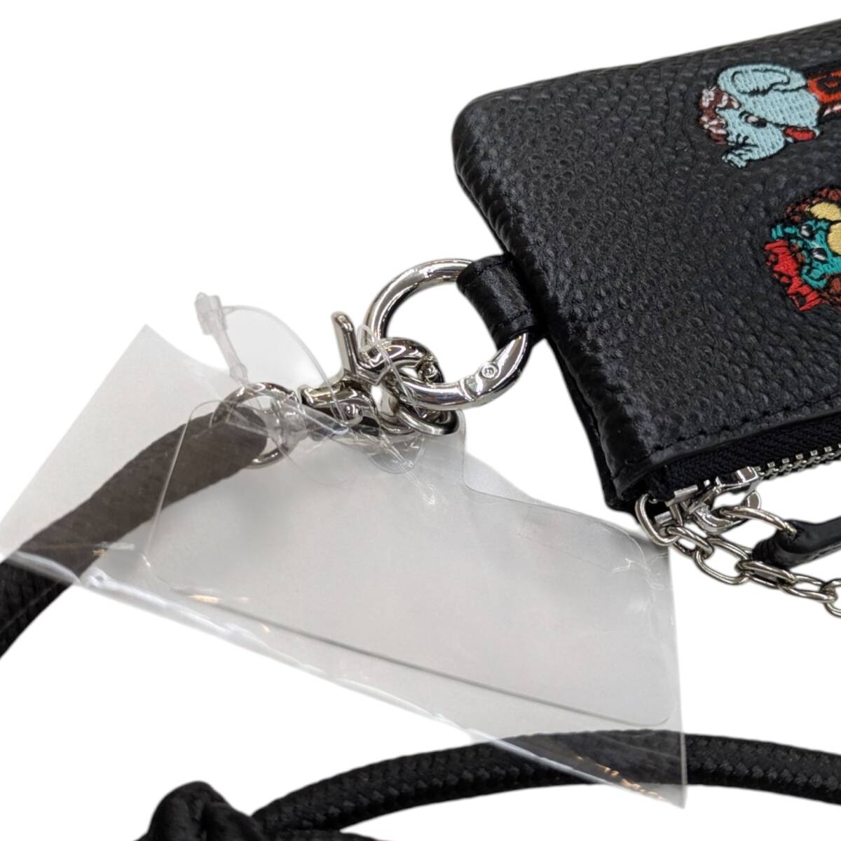 ① не использовался товар PEZpetsuear ear PAPILLONNERiapapiyone телячья кожа мобильный ремешок плечо ячейка для монет черный EAZ5032214A0001