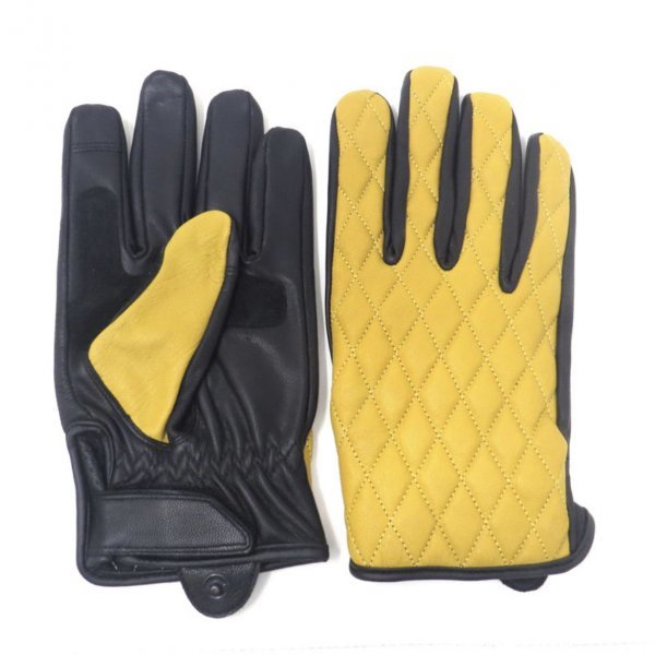 送料0 HEAVY 山羊革 ダイヤステッチ グローブ スマホタッチ対応 ライディンググローブ オールシーズン用 キャメル 黄 HGGP-05S Lサイズ_画像5