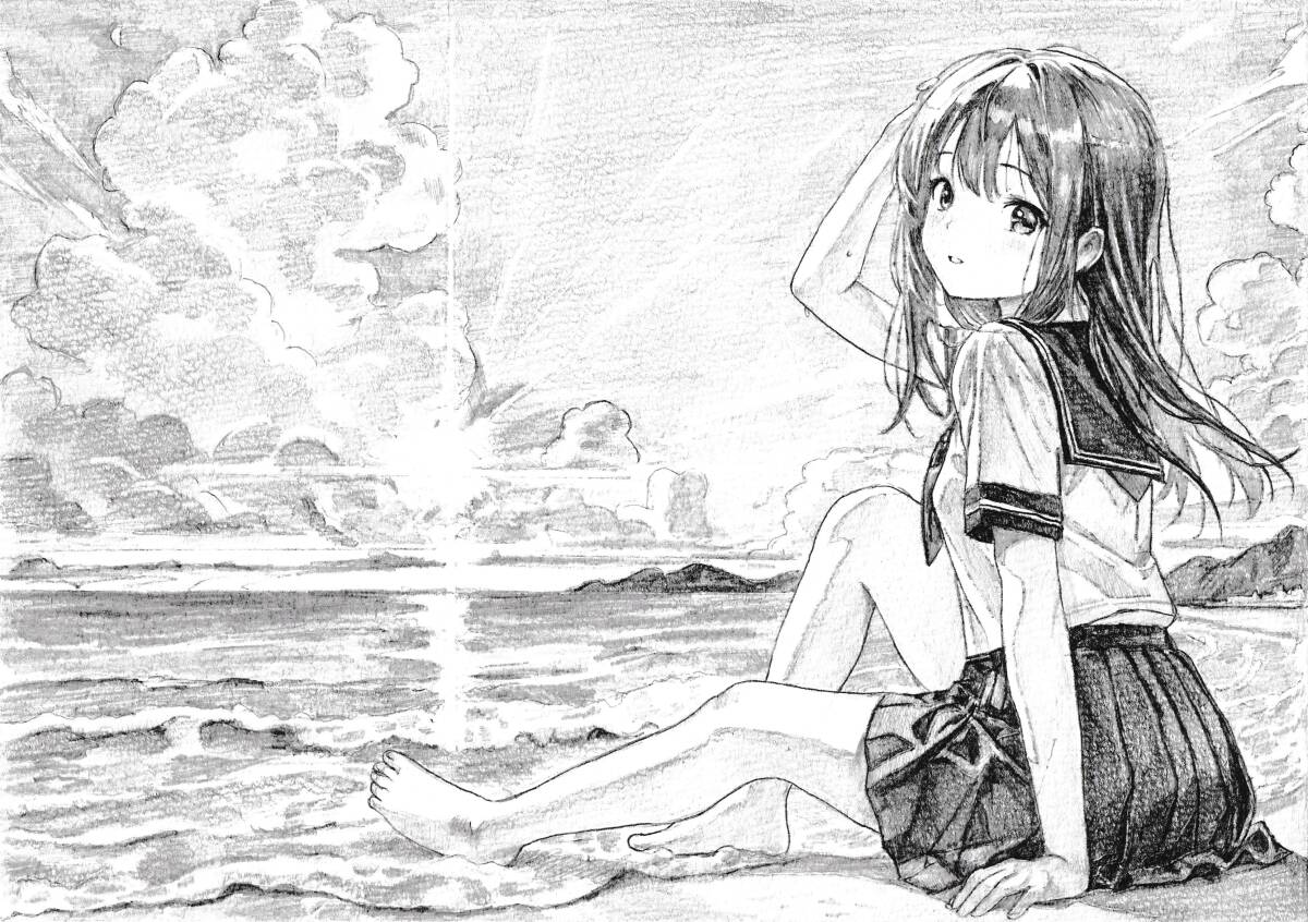 手描きイラスト A4 オリジナル 創作 鉛筆 シャーペン 鉛筆画