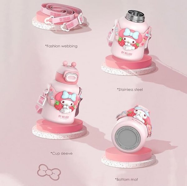 Hello Kitty фляжка вакуум изоляция ребенок взрослый нержавеющая сталь кружка бутылка соломинка модель термос теплоизоляция одним движением утечка нет легкий день рождения подарок