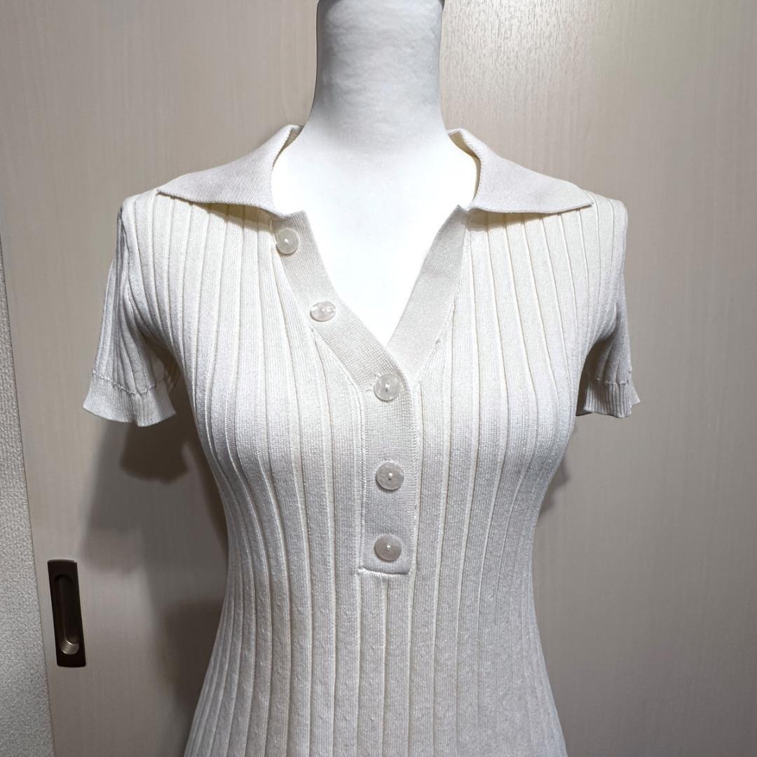 CIDER　Msize　ポロシャツリブニットワンピース　ak412_画像4