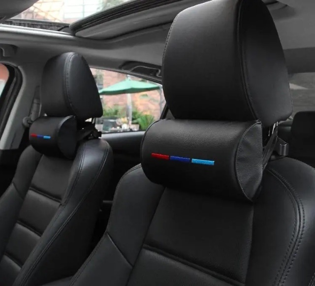 BMW ３色ラインカラー ヘッドレスト ヘッドパッド ネックレスト ネックパッド Mパフォーマンス ２個セット_画像1