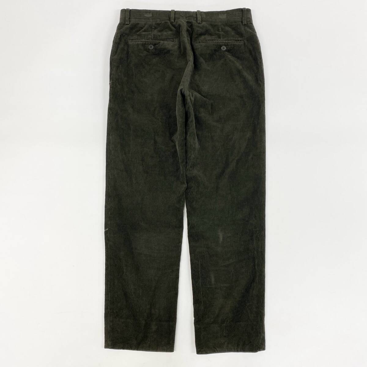 35i9 HERMES エルメス イタリア制 コーデュロイストレートパンツ ボトムス 42 カーキ オリーブ系 メンズk02i