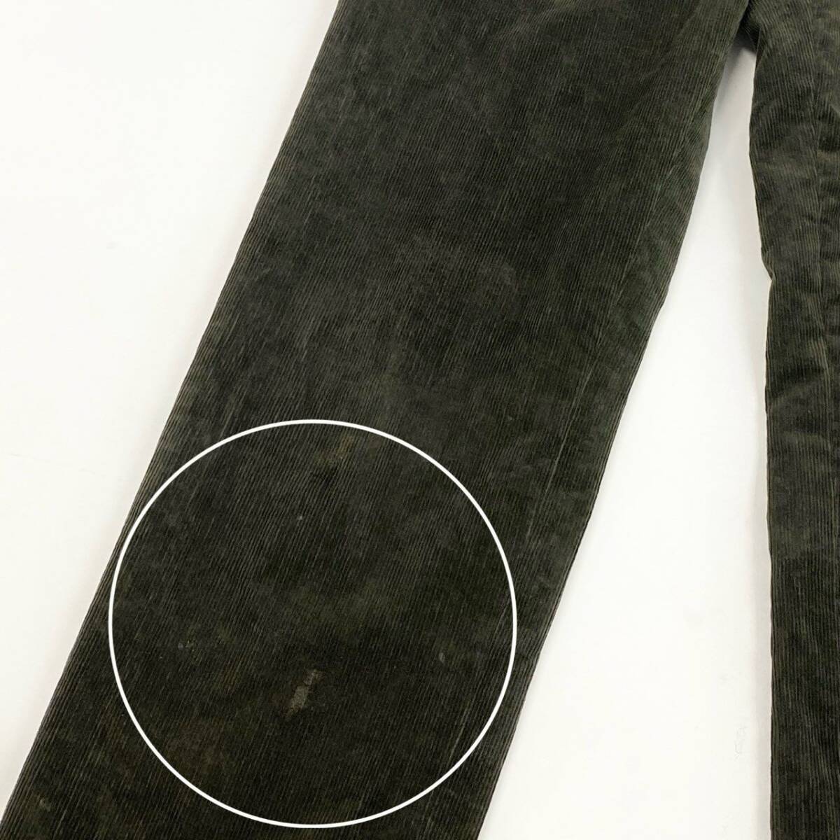 35i9 HERMES エルメス イタリア制 コーデュロイストレートパンツ ボトムス 42 カーキ オリーブ系 メンズk02i