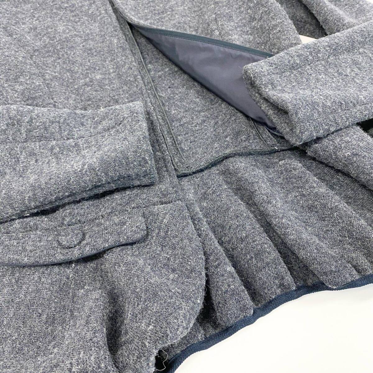 5i12 EMPORIO ARMANI エンポリオアルマーニ ジップアップ ウールジャケット フリルブルゾン 40 グレー レディースu02t_画像5