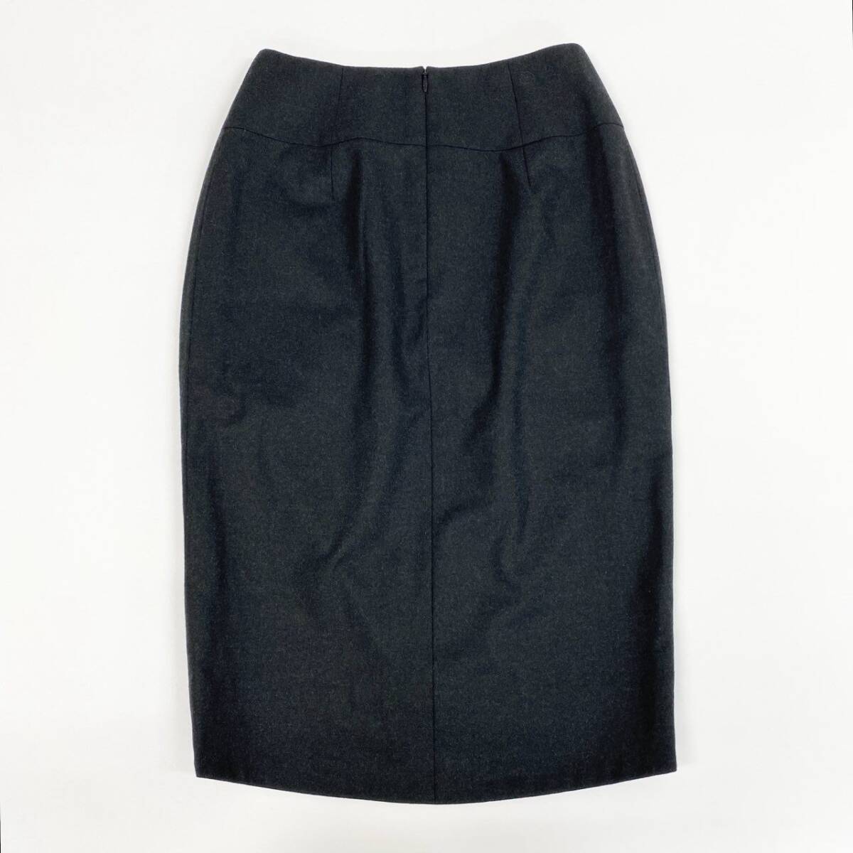 41i26 《美品》 CHANEL シャネル タックギャザースカート タイトスカート ココマーク P33932V24565 サイズ34 ダークグレー ウール u02t