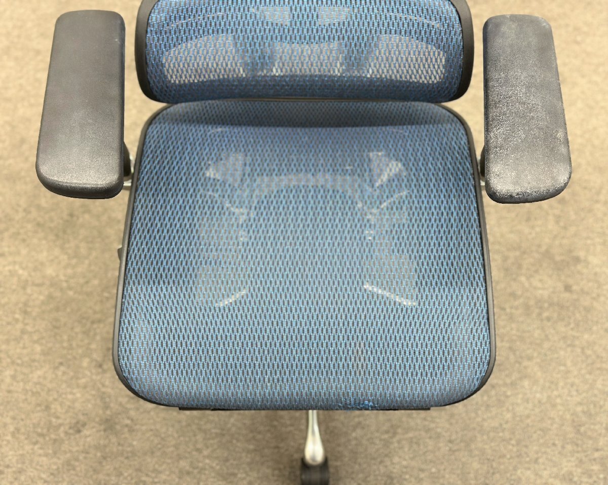 ■Ergohuman /エルゴヒューマン■PRO/プロ　メッシュ　ブルー　オフィスチェア　オットマン内臓　2021年製　OAチェア★埼玉発送★_画像7
