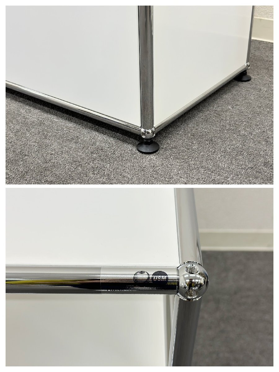 人気カラー!ほぼ未使用品■USM/ハラーシステム■テレビボード 3列2段 ホワイト 鍵なし ソフトクローズ 収納 サイドボード★埼玉発送_画像9