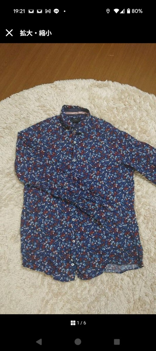 ZARA ザラ 長袖 花柄シャツ L 42_画像1