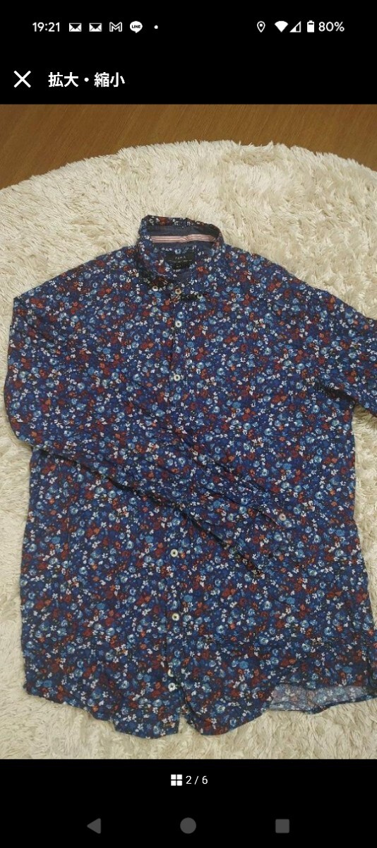 ZARA ザラ 長袖 花柄シャツ L 42_画像2