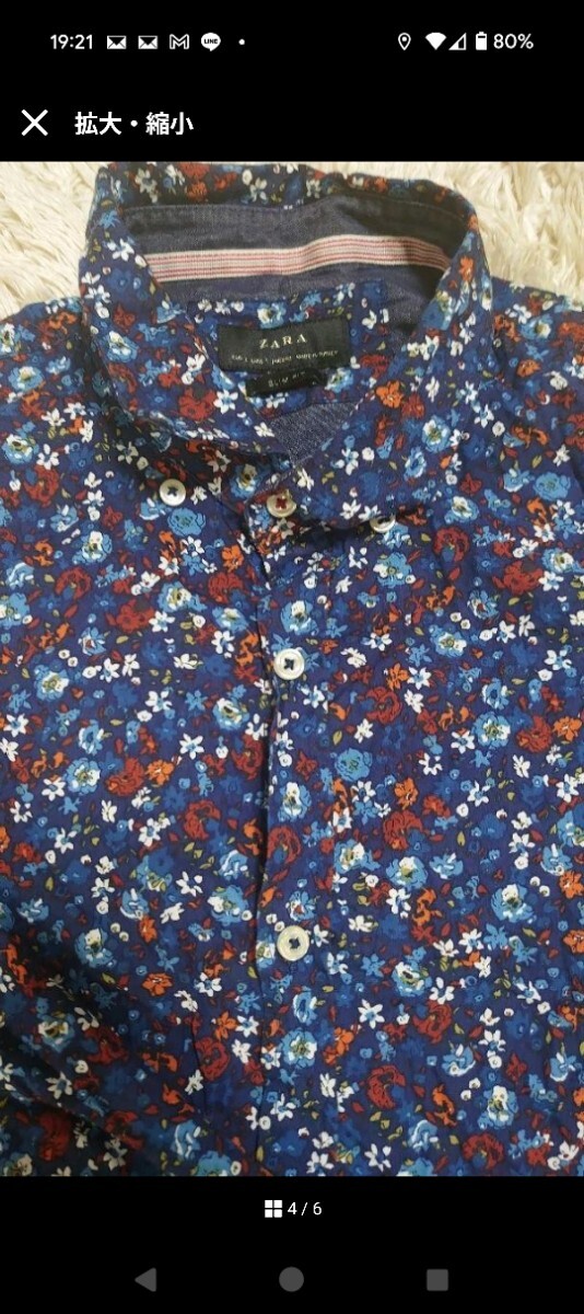 ZARA ザラ 長袖 花柄シャツ L 42_画像4