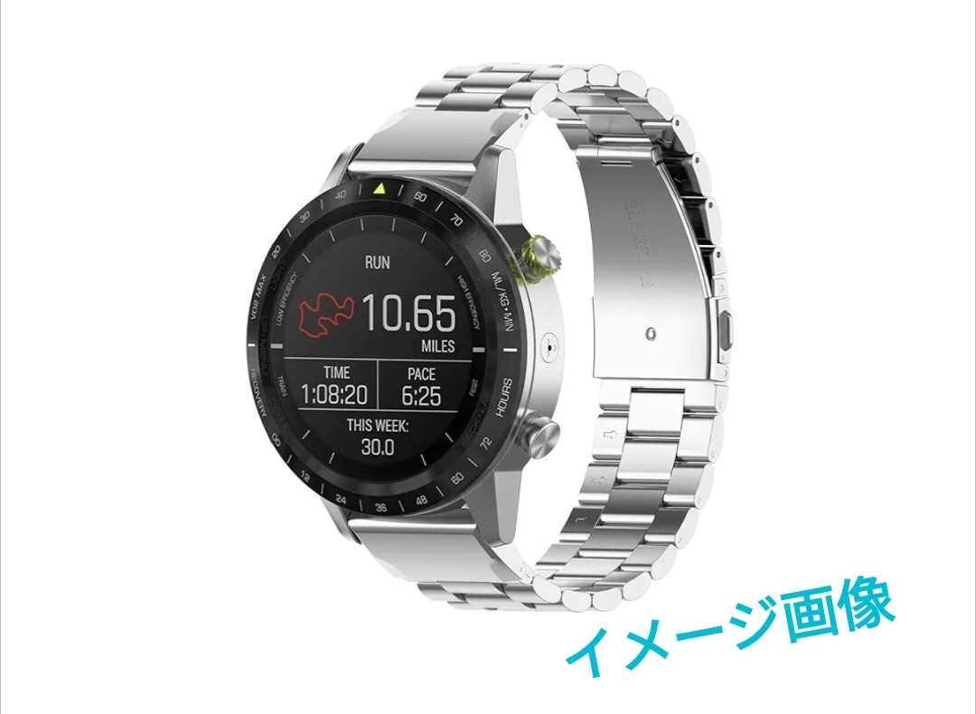 y093009s ガーミン用 Approach S62 / Forerunner 965 / Instinct 2 / Fenix 7 / Fenix 6 / Forerunner 955 / 交換バンド 22mm (シルバー)