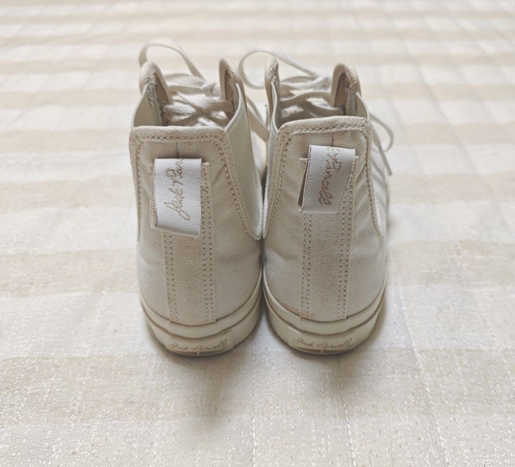 【美品】CONVERSE（コンバース）スニーカー ジャックパーセル サイドゴア RH HI ハイカット 「オフホワイト」26cm_画像4