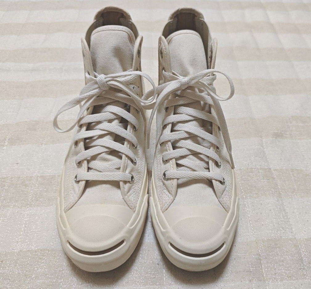 【美品】CONVERSE（コンバース）スニーカー ジャックパーセル サイドゴア RH HI ハイカット 「オフホワイト」26cm_画像3