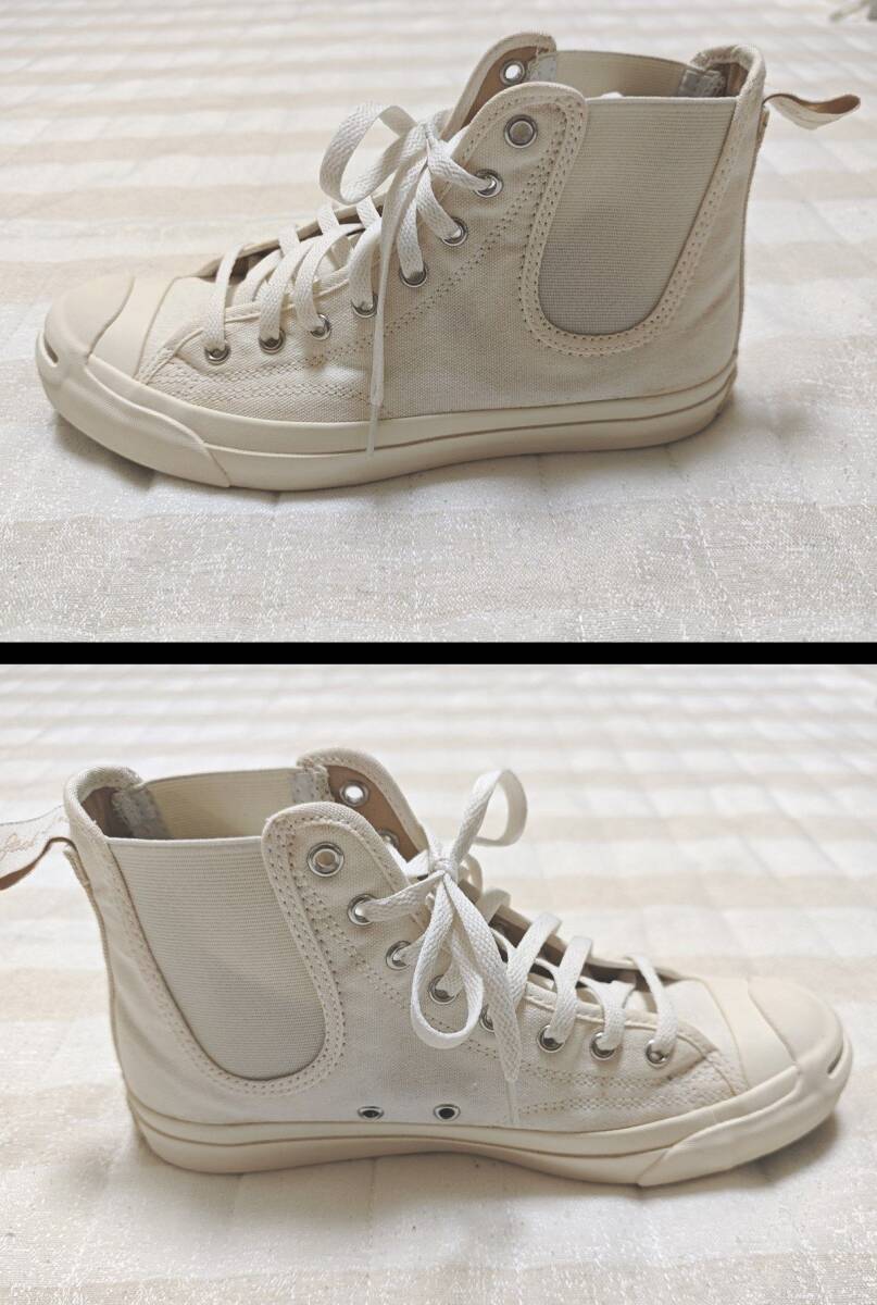 【美品】CONVERSE（コンバース）スニーカー ジャックパーセル サイドゴア RH HI ハイカット 「オフホワイト」26cm_画像6
