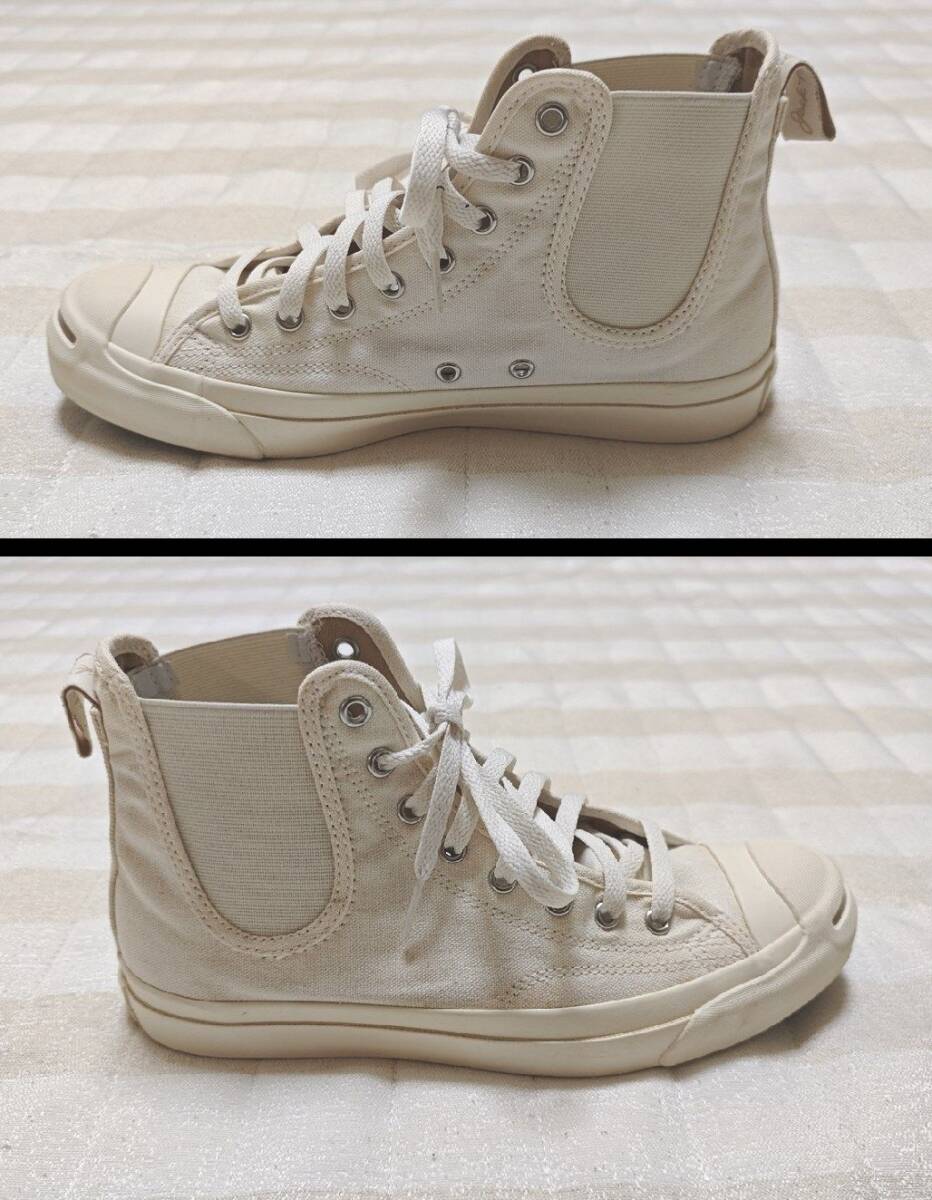 【美品】CONVERSE（コンバース）スニーカー ジャックパーセル サイドゴア RH HI ハイカット 「オフホワイト」26cm_画像5