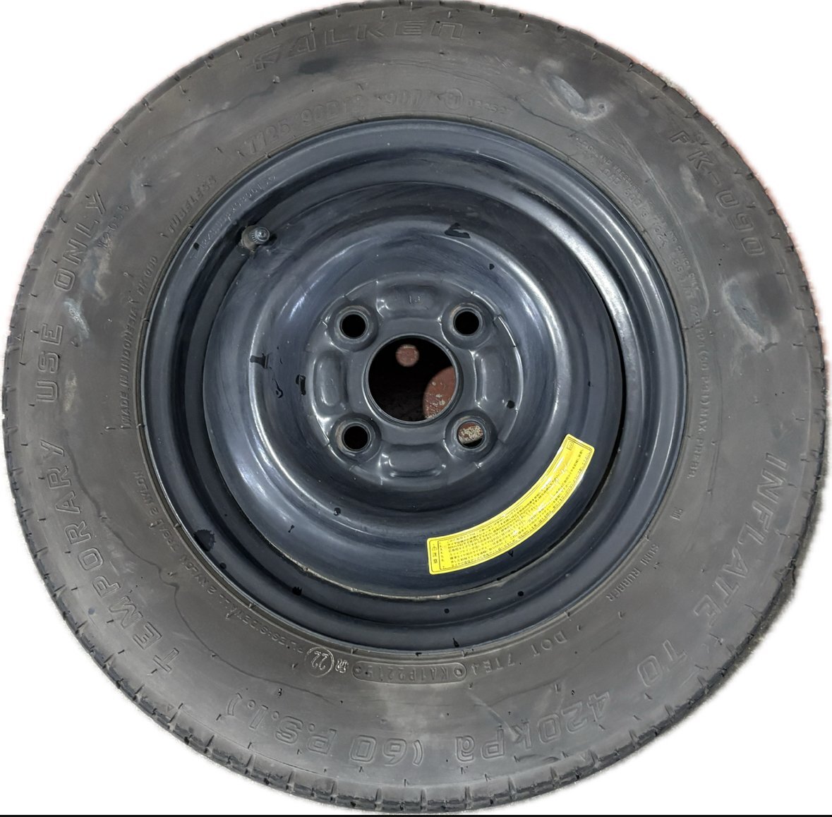 ★S321V ダイハツ ハイゼット　純正 12インチ スペア ホイール　1本　12×3J PCD100 4穴 ハブ径54　テンパー タイヤ T125/90D12★_画像1