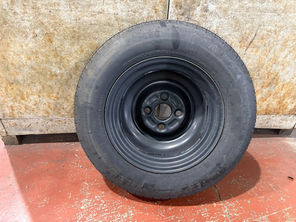 ★2019年製!! S321V ダイハツ ハイゼット 純正 12インチ スペア ホイール 1本 12×3J PCD100 4穴 ハブ径54 テンパー タイヤ T125/90D12_画像10