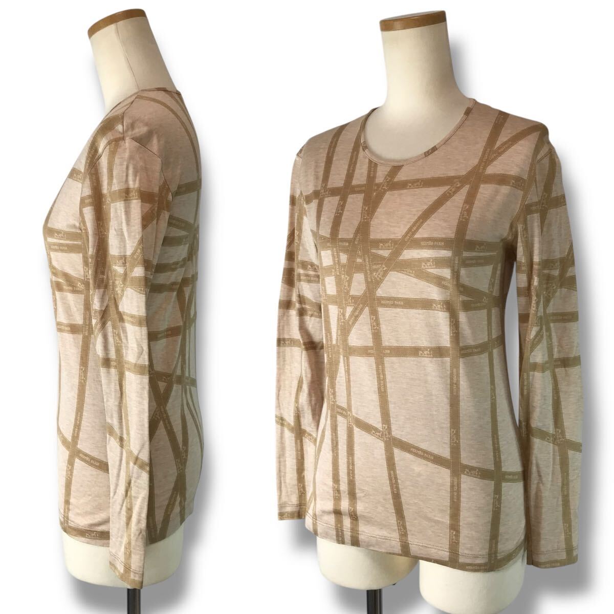 HERMES エルメス レディース ボルデュック リボン 長袖 カットソー HERMES エルメス コットン ボルデュック リボン柄 長袖 ロングT