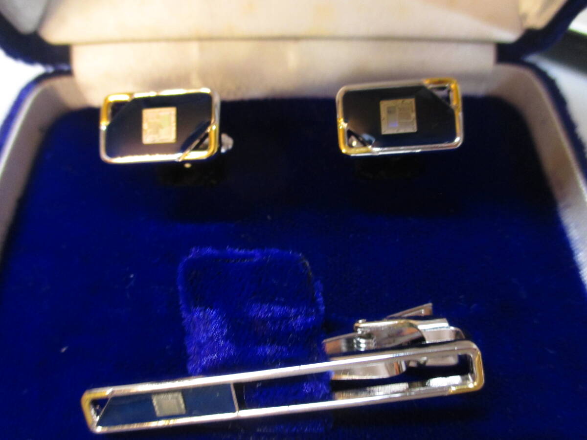 天然石 アメジスト NEC カフス＆タイピンセット 二点まとめて_画像3