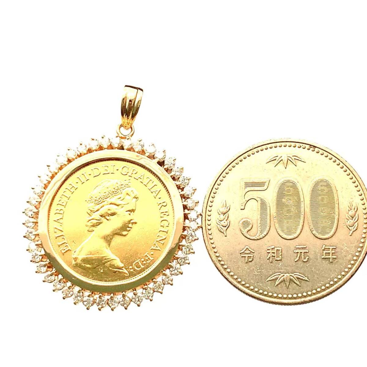 23455 ソブリン金貨 圣ジョージ竜退治 コイントップ エリザベス2世 イギリス 1976年 K18/22 12.7g ダイヤモンド コレクション