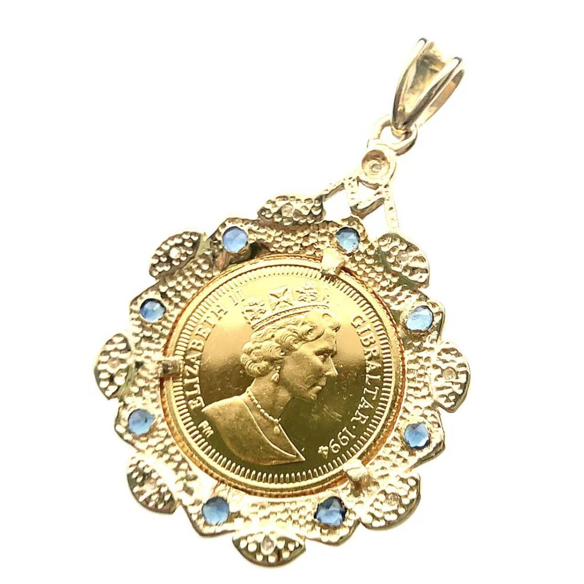23428 ピーターラビット金貨 ジブラルタル エリザベス女王 1/25オンス 1994年 3.5g ダイヤモンド サファイヤ K18/24 純金 