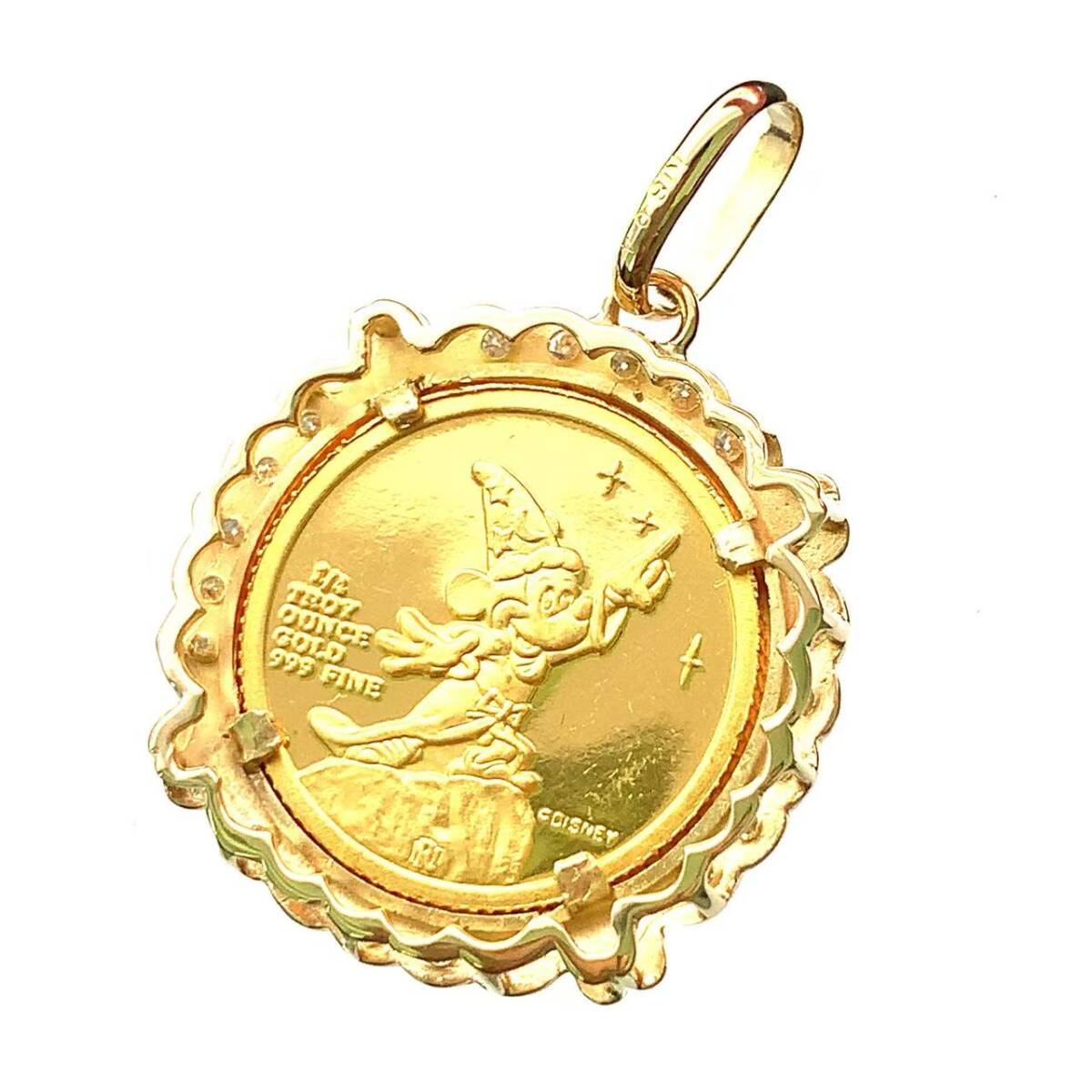 23451 ディズニー ミッキー 金貨 13.4g 純金 K18/24 1/4オンス イエローゴールド ダイヤモンド ペンダントトップ コレクション Gold
