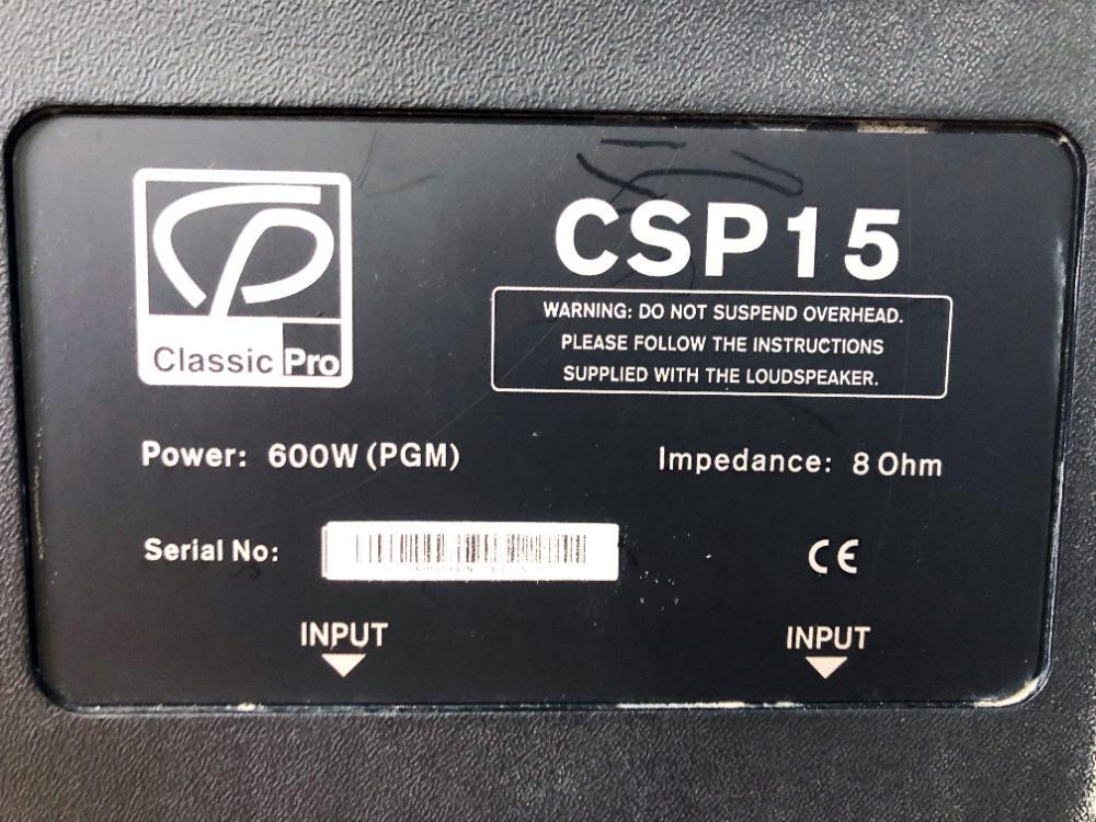 地域限定送料無料★美品 中古★CLASSIC PRO クラシックプロ 2WAYスピーカーシステム ペア PAスピーカー【CSP15】FJB4