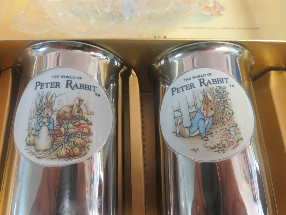 【食器】ピーターラビット　PH6ジュース2P　33913　THE WORLD OF PETER RABBIT　ASAHI　2つ図柄違い　箱に傷み汚れ有り_画像5