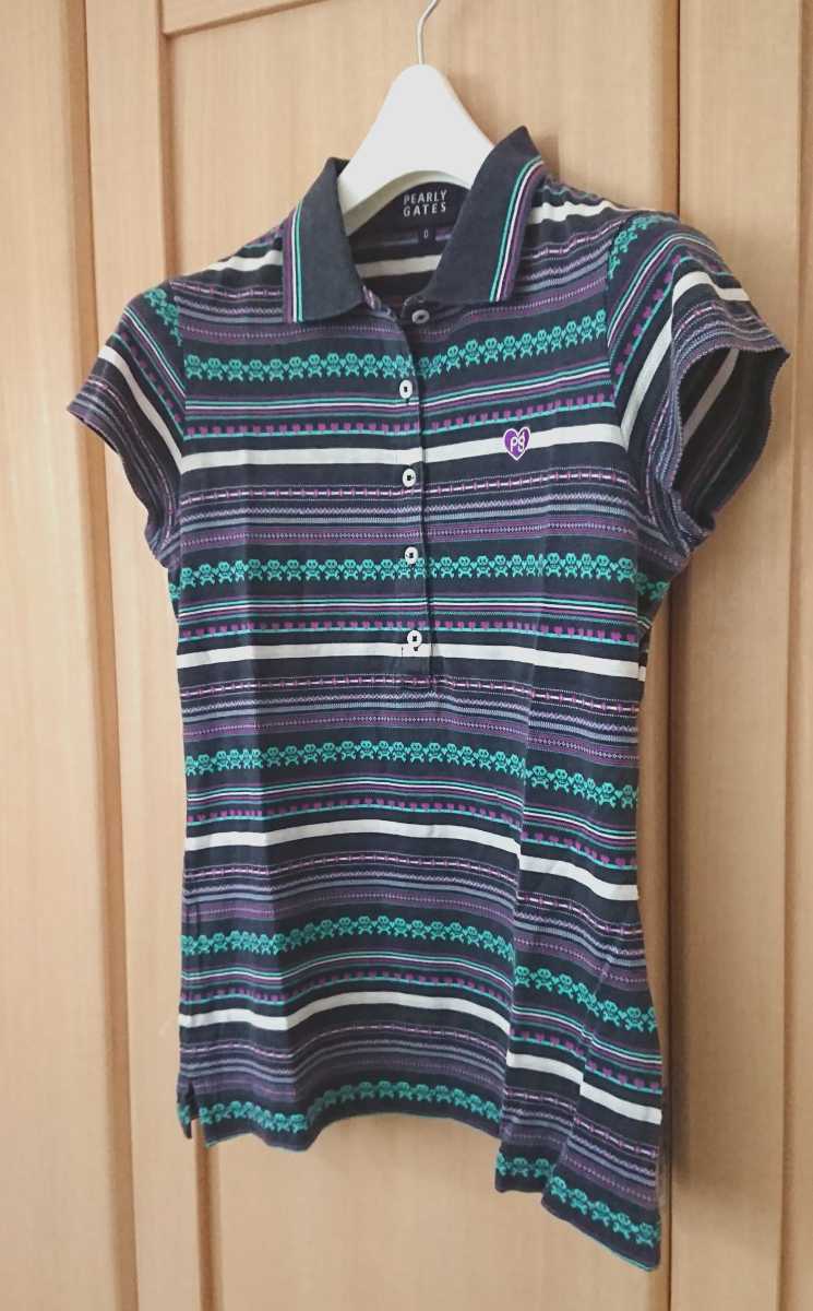PEARLY GATES レディース0 パーリーゲイツ 半袖 ゴルフ ポロシャツ ブランドロゴ刺繍 Sサイズ相当 日本製 正規品