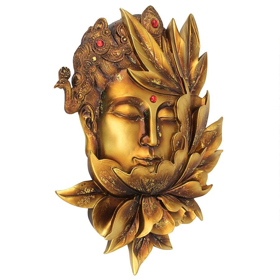 ヤフオク! - 蓮の花と観音 壁掛け仏教彫刻仏像仏教美術極楽浄