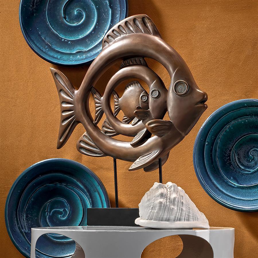食物連鎖？熱帯魚のオブジェ　印象的抽象芸術作品落ち着いたデザイン海装飾品魚モダンアート像インテリア置物オブジェ飾りホームデコ家具