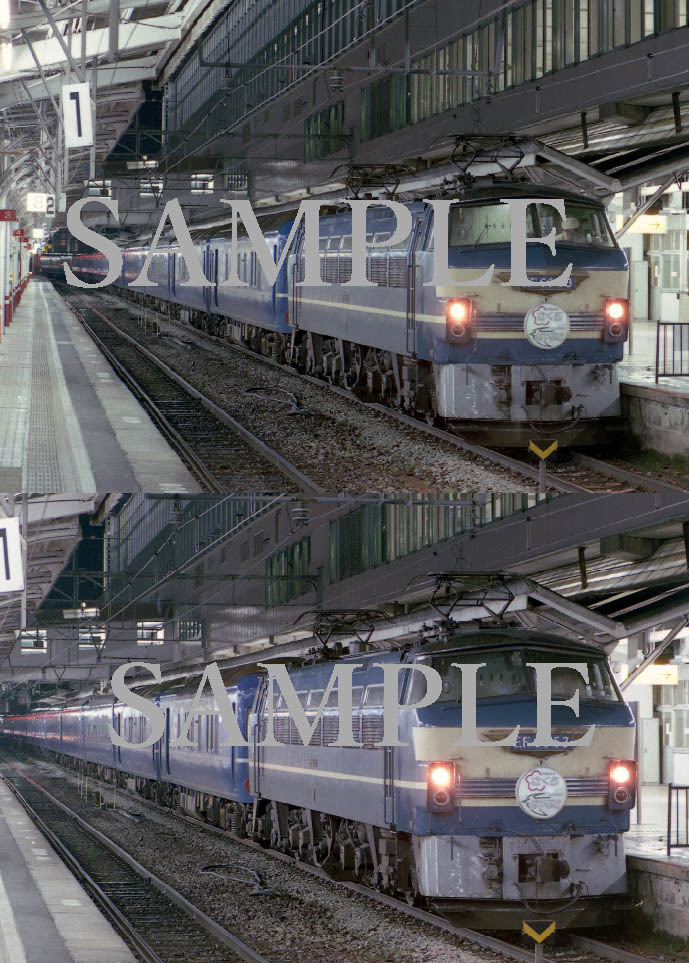 F【鉄道写真】Ｌ版２枚　EF66　寝台特急　さくら・はやぶさ　岡山駅_画像1