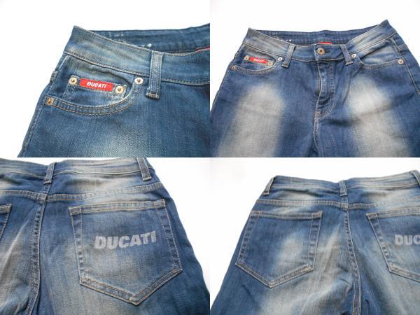 〔美品 送料無料！〕 DACATI デゥカティ ウォッシュ 加工 テーパード デニム 40サイズ ( ジーンズ ライダー バイカー ストレッチ 洗える )_細部のアップ