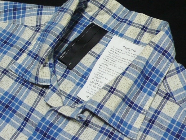 美品AmericanRagCie[FADELESS]半袖オープンカラーシャツ36(S)ブルーチェック胸刺繍_画像5