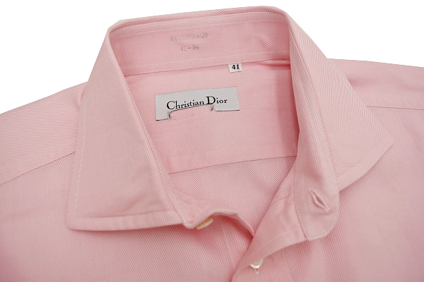 Y-0154* free shipping * beautiful goods *Christian Dior Christian Dior * regular goods made in Japan pink long sleeve wai dress shirt 41-84