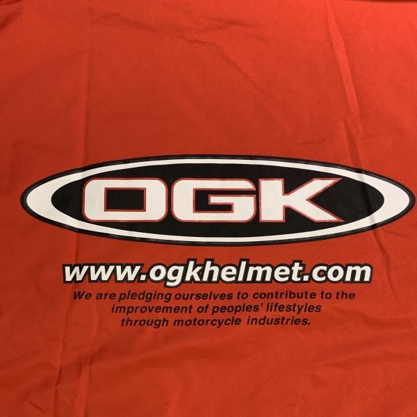 【レア・非売品】OGK ヘルメット ナイロンハーフコート ブルゾン ベンチコート ベンチウォーマー Lサイズ 赤 バイク