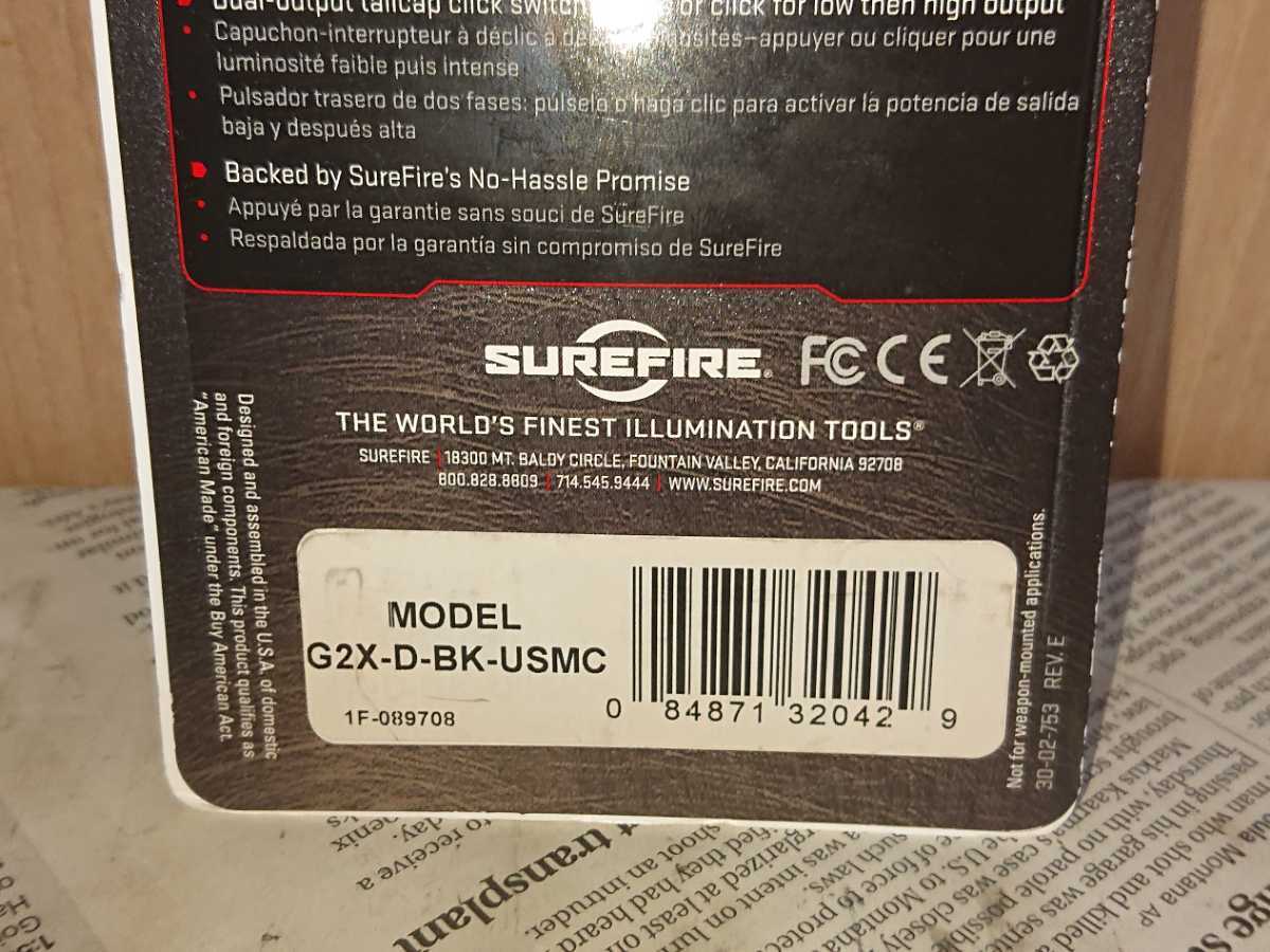 未使用】SUREFIRE G2X Pro BK LED USMC Special Edition Dual-Output