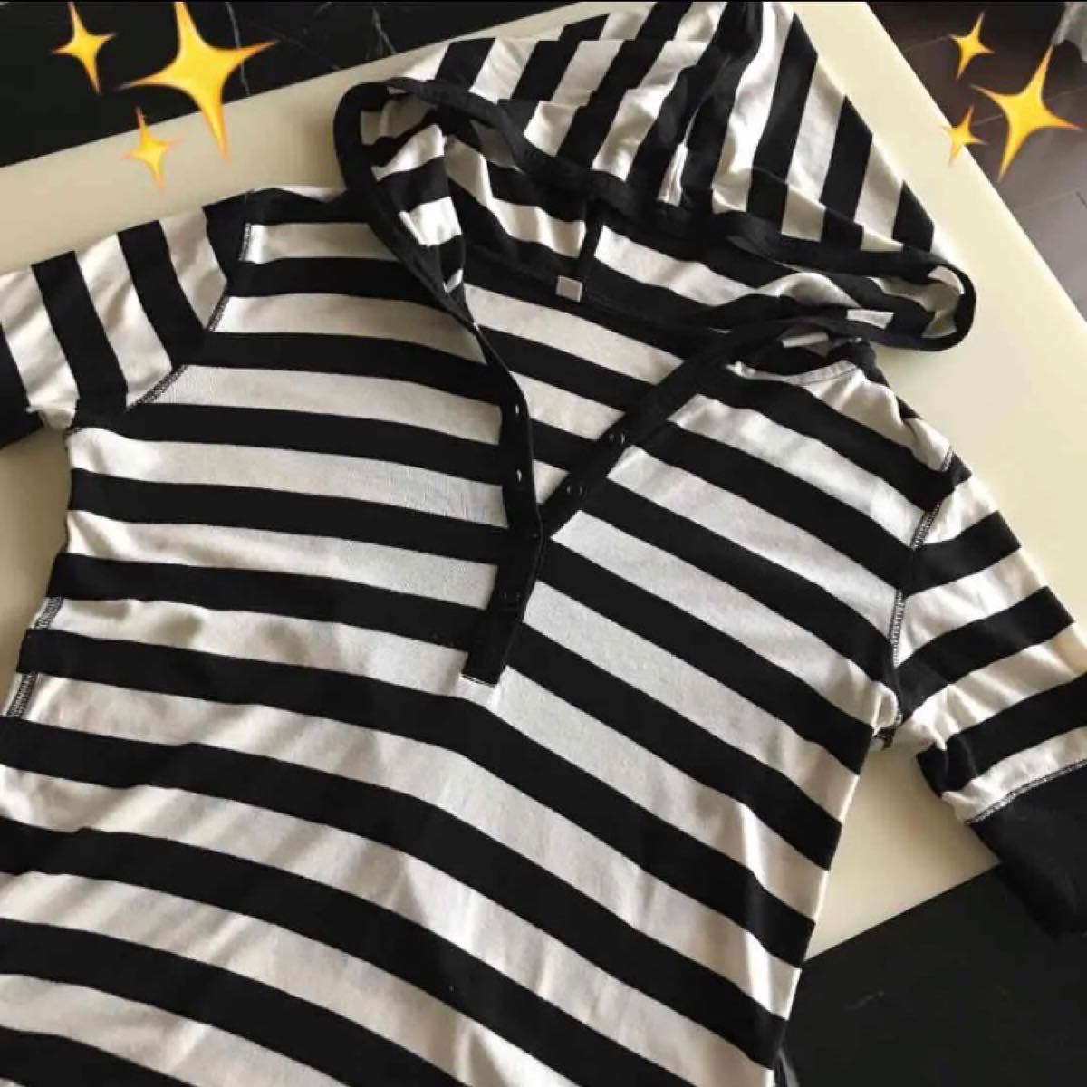 Paypayフリマ ユニクロ フード付きボーダーtシャツ Paypayフリマ ユニクロ フード付きボーダーtシャツ