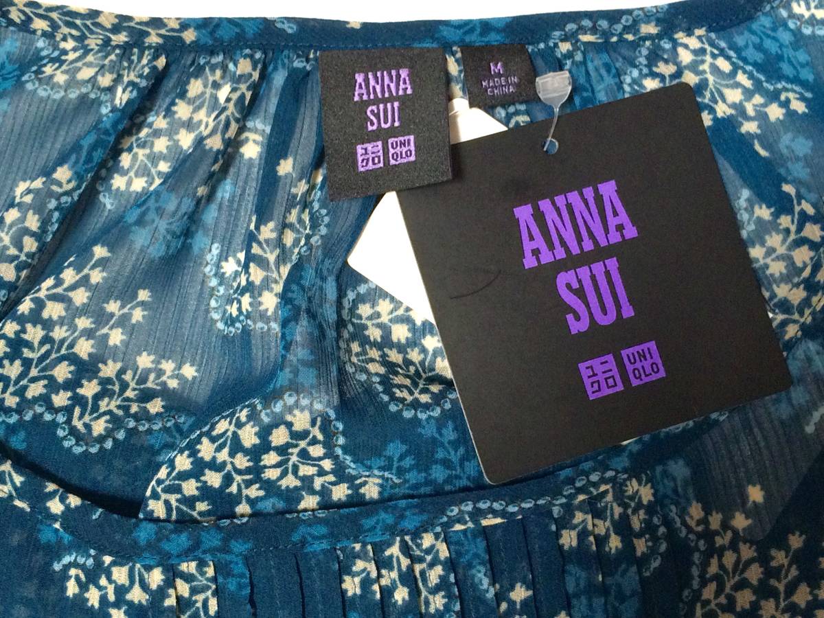 [ANNA SUI × Uniqlo ] chiffon blouse (7 minute sleeve ) L ( new goods tag attaching )