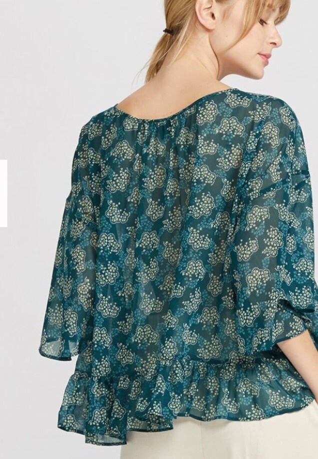 [ANNA SUI × Uniqlo ] chiffon blouse (7 minute sleeve ) L ( new goods tag attaching )