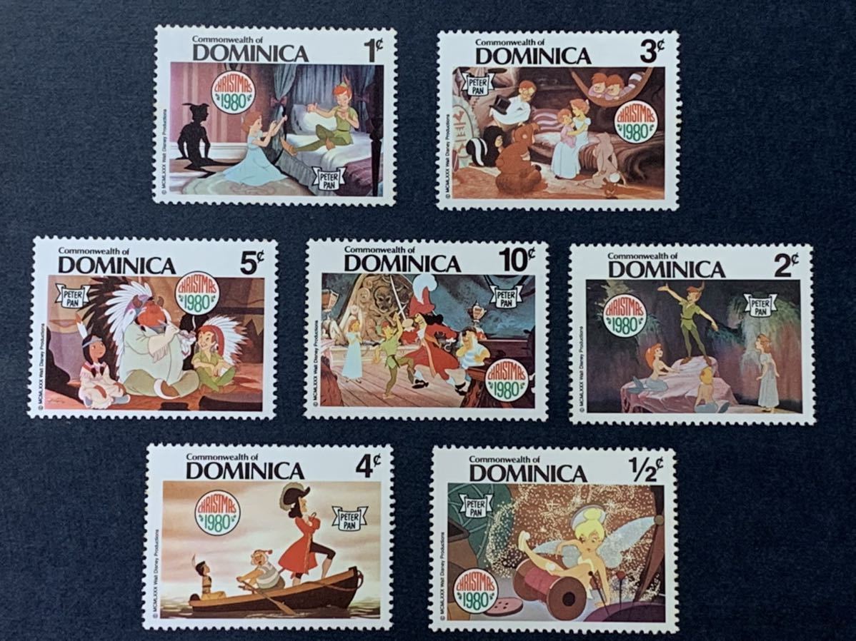 外国切手 ディズニー ピーターパン ドミニカ Dominica / 7枚セット