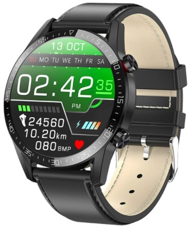 Timewolfスマートウォッチ 2020 IP68 プロスポーティスマート腕時計 【色：Black Leather】※送料無料