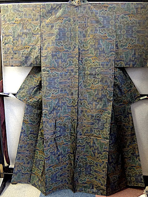 M4432) 横双大島紬袷　身丈161,5　袖丈49　裄63　前巾24　後巾30,5　