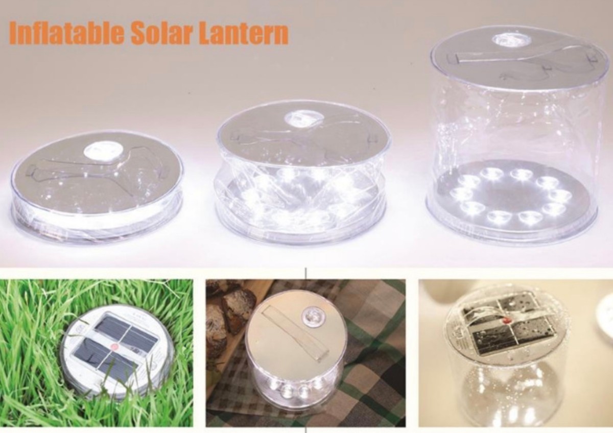 LEDソーラーランタン　透明 キャンプランタン 防水仕様 ソーラー充電式