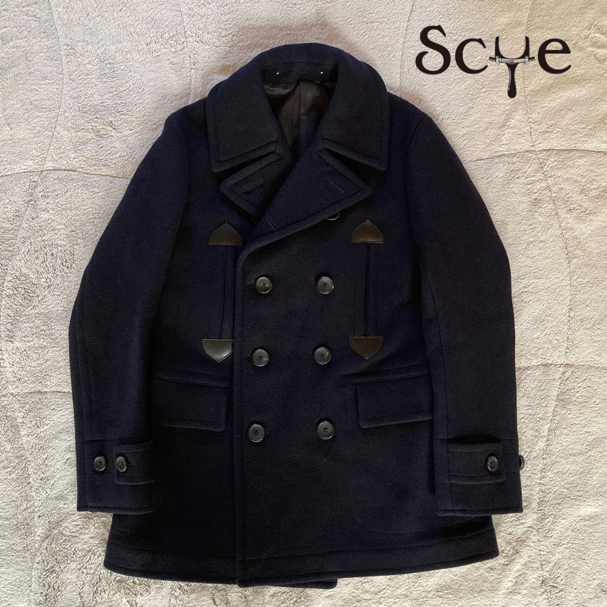 SCYE BASICS Pコート ハーフコート メルトンウール カシミア 黒 SCYE BASICS サイベーシックス Pコート ハーフコート メルトン