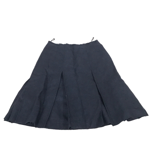 プラダ サイズ 42 シルク 絹 ツイード スカート 紺 ネイビー PRADA 200522_画像1