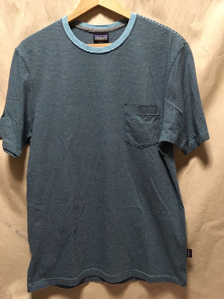 美品 patagonia ボーダーTシャツ ポケット S SP17 廃番希少品 Tシャツ surf_画像1